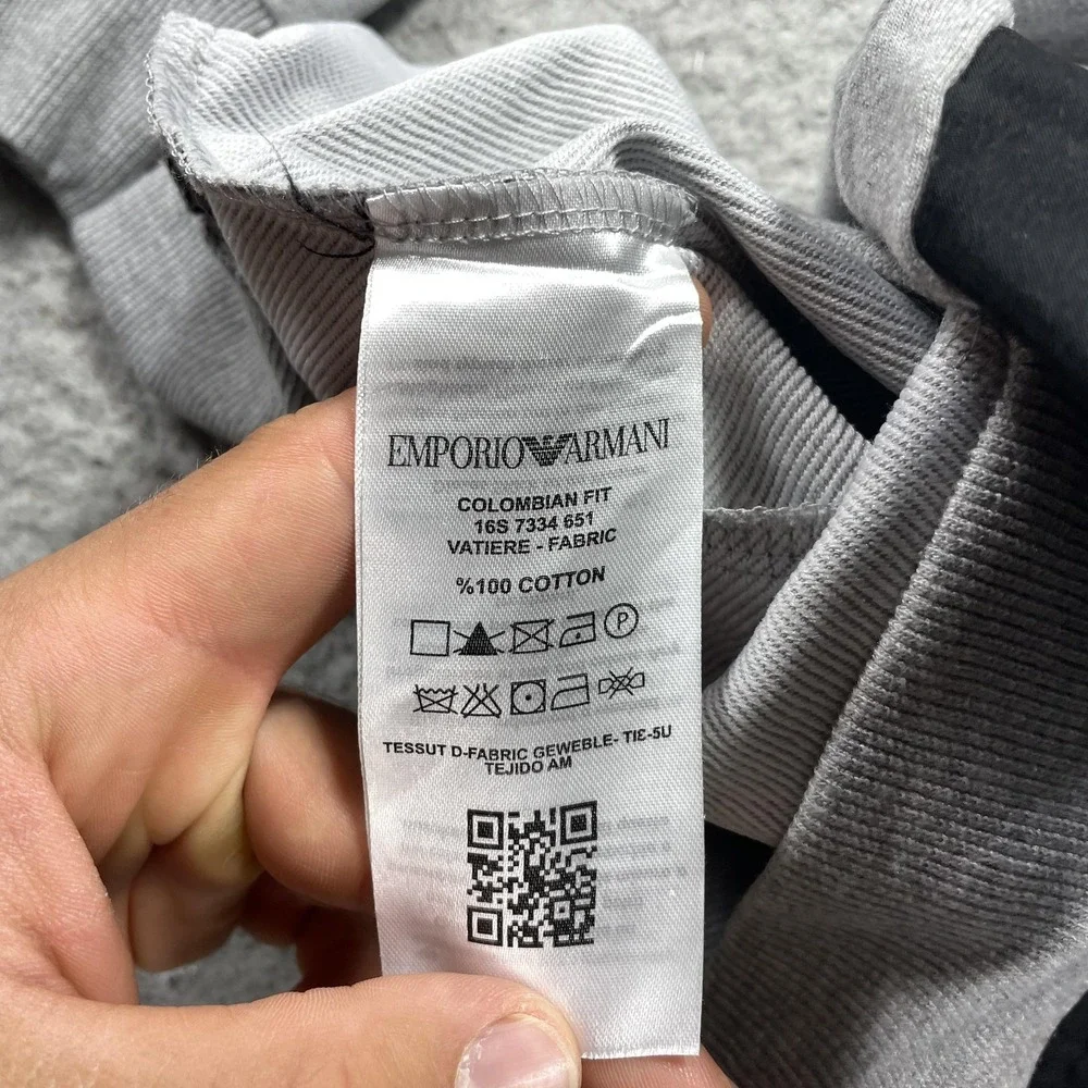 Emporio Armani EA7 Hoodie Kids 10 Gray Black Colorblock Full Zip Logo Cotton
